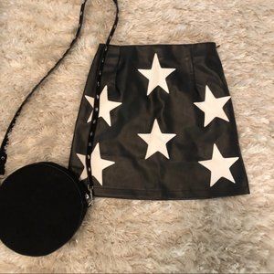 Faux Leather Mini Skirt with Stars